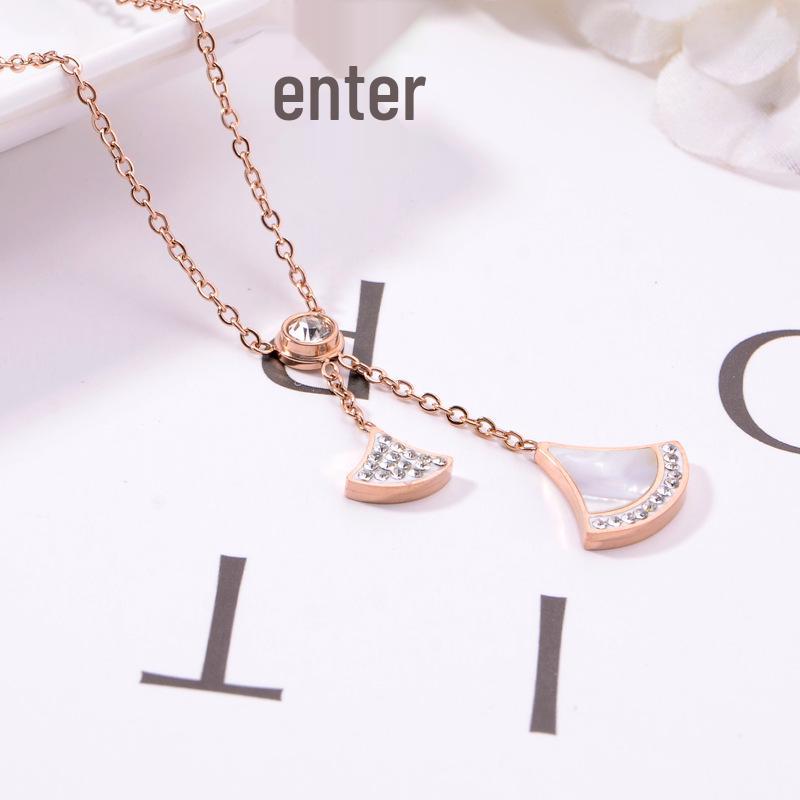2021 Korean Style Zircon Shell Pendant Necklace - Non-fading Stainless Steel/Titanium Jewelry for Women