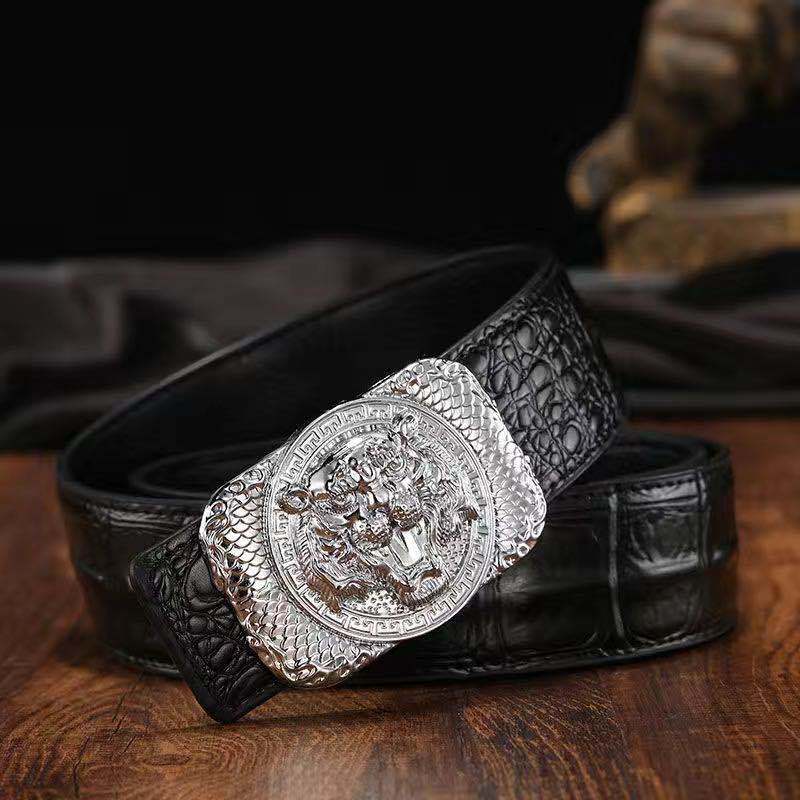 Men's Leather Belt Genuine Leather Belt Personality Faucet Alloy Smooth Buckle Belt Youth Casual Belt
