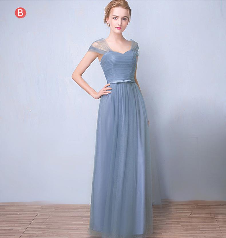 

2026 Grey Blue Chinese Style Sleeveless Bridesmaid Dress for Sister Groups and Graduations L Bust 90 Waist 74