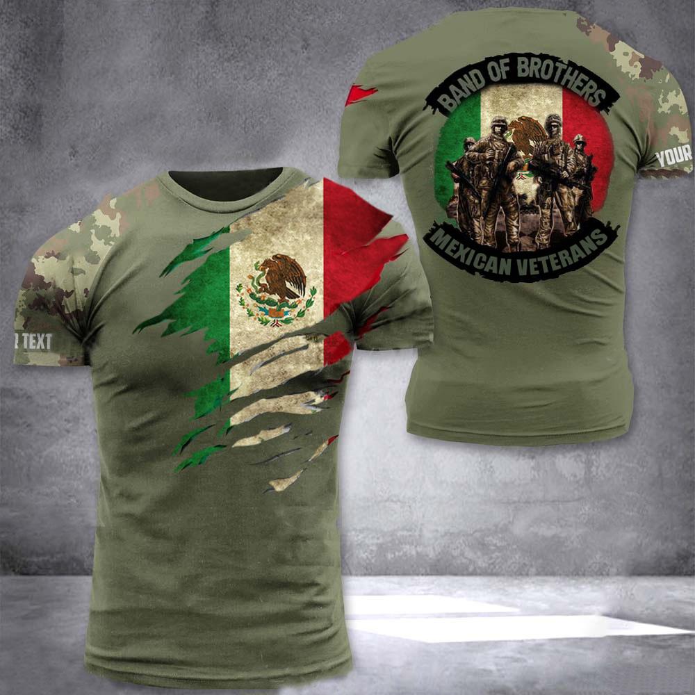 Men's Military 3D Printed Mexican Flag Short Sleeved T-shirt