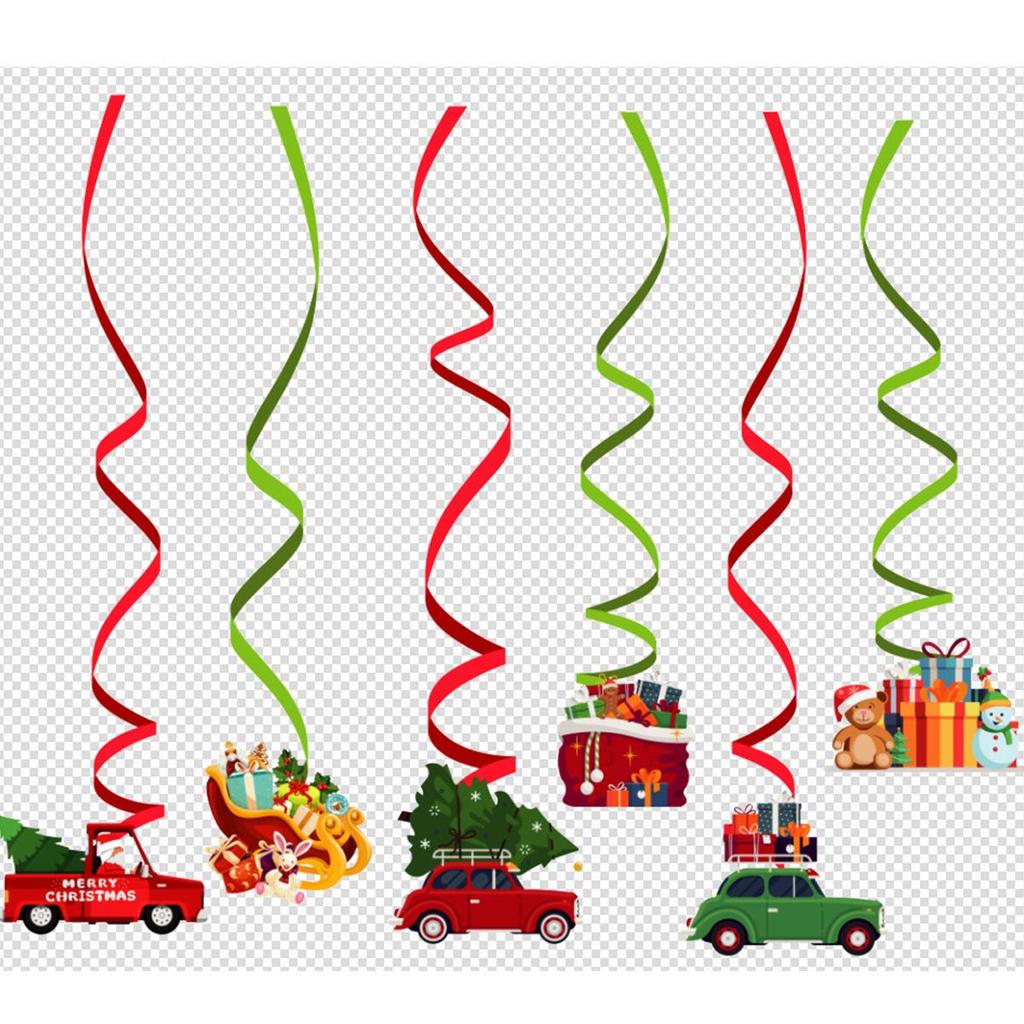 Cross-border Christmas Ornaments: Snowflake Bells, Santa Claus, Christmas Tree, Snowman Spiral Decorations, Pull Flags for Parties