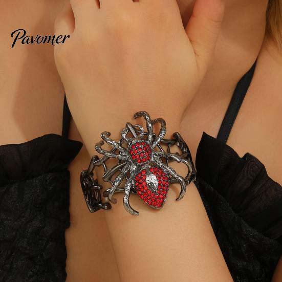 Personalized Daily Accessory Vintage Rhinestone Spider Bracelet, Gothic Punk Adjustable Stretch Bangle Creative Shape for Men Women, Mysterious