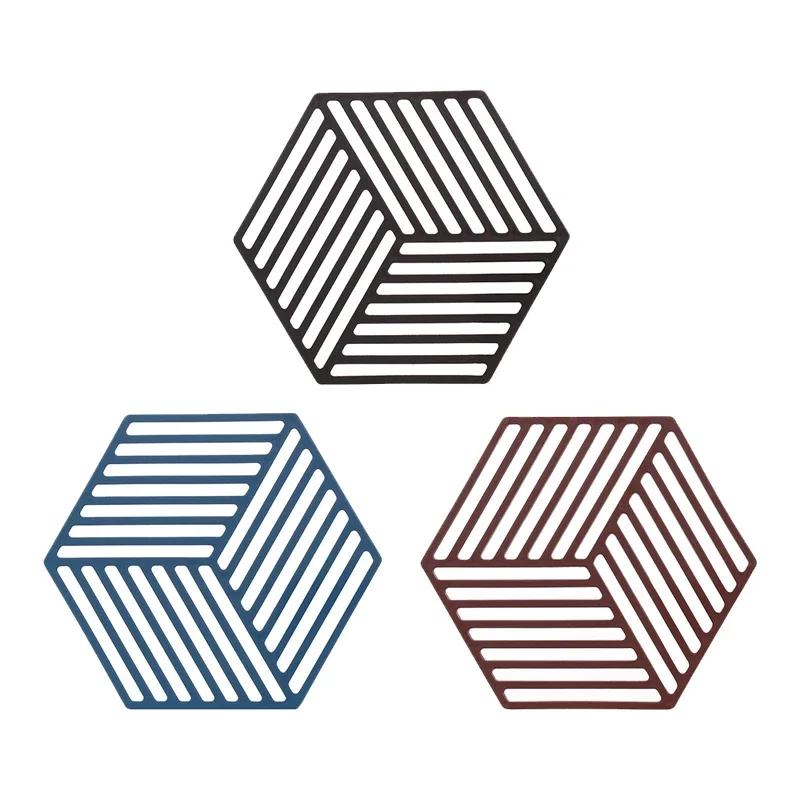 4/6Pc Silicone Trivet Mat And Hot Pads Hexagon Heat Resistant Multifuntion Kitchen Tool Counter Mat Silicone Placemat Pot Holder