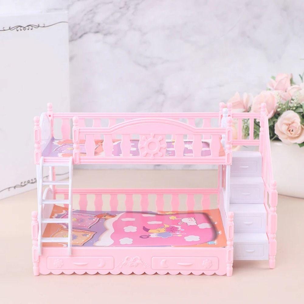 Simulation Dollhouse Double Bed Bunk Bed BJD Doll Princess Double Bed  Model Accessories