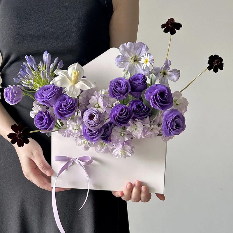 5Pcs Creative Envelope Flower Boxes Hand-Folded Flowers Gift Bag Florist Bouquet Packaging Materials Diy Wedding Party Supplies