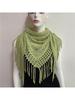 Women's Hollowed Knitted Triangular Scarf Imitation Cashmeres Soft Winter Shawl Wrap Neckerchief Blanket with Fringes