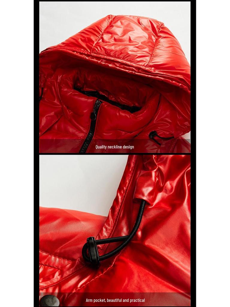 Veste d'hiver épaisse à surface brillante - Veste courte tendance pour couple