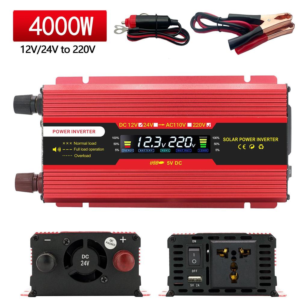 4000W Digital Car Power Inverter 12V/24V to 110V/220V
