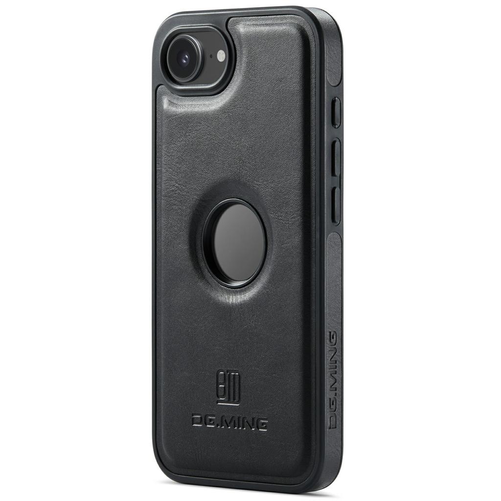 DG.MING For iPhone 16e Case Anti-Drop Leather Coated PC+TPU Phone Back Cover