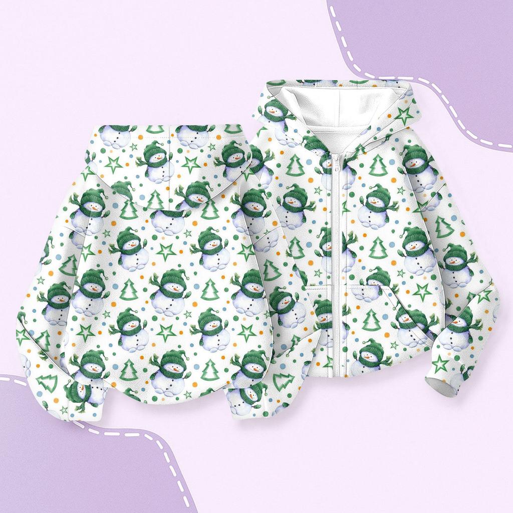 Children's Fashion Christmas Printed Long Sleeved Hooded Sweatshirt, Girls' Hoodie Jacket