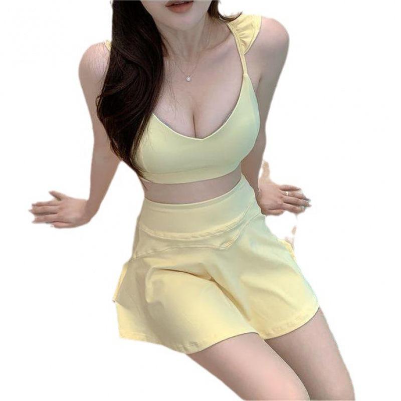 Koreanischer Dongdaemun Damen Süßer Rückenfreier Dreiteiliger Badeanzug-Set