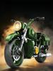 Grüner Vintage-Motorrad-Bausatz, Technische Bauklötze für Motorräder, Heimdeko Ausstellungsmodell für Bastler