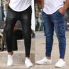 DRIPX Street Elastic Jeans Men Denim Cargo Pants Wash Solid Color Multi Pockets Casual Mid Waist Trousers Slim Fit Daily Wear Joggers