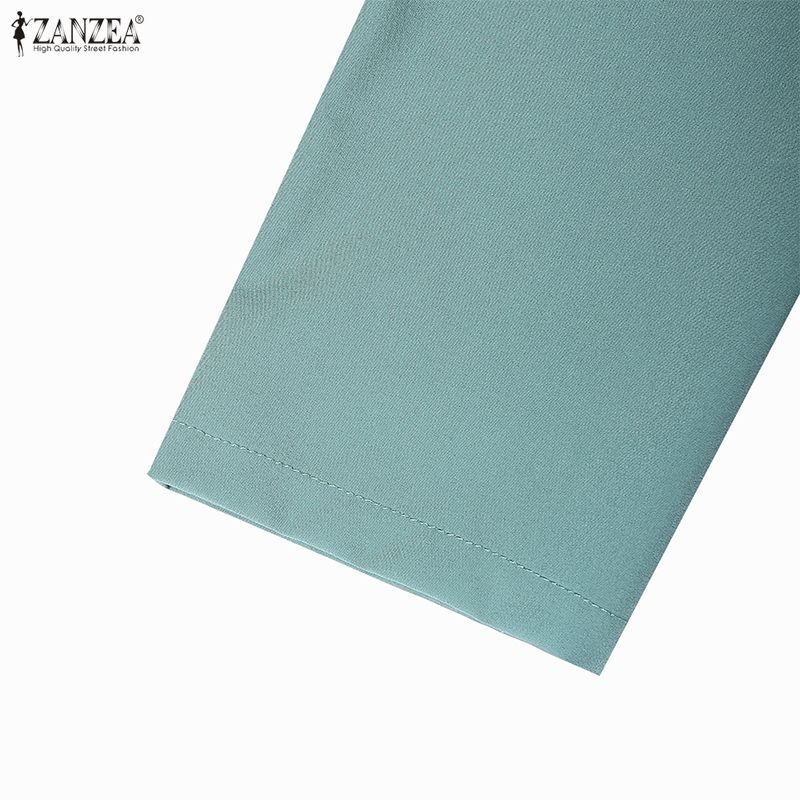 ZANZEA Damen Freizeit Rundhals Langarm Locker Muslimisches Kleid