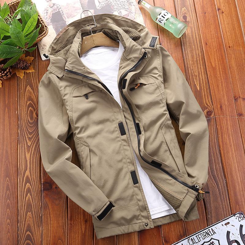 Men's Single-layer Thin Submachine Jacket Outdoor Mountaineering Jacket Youth Loose Waterproof Breathable Submachine Jacket