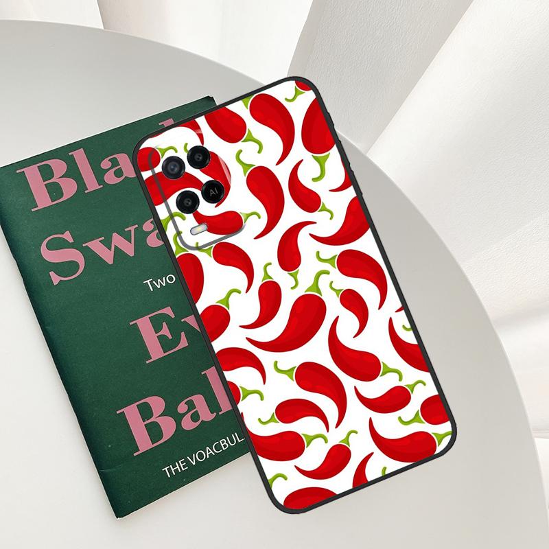 Red Chilli Pepper Pattern Case For Oppo A96 A76 A16 A15 A17 A52 A72 A54S A57S A58 A78 A98 A57 A77 A54 A74 A94 Cover