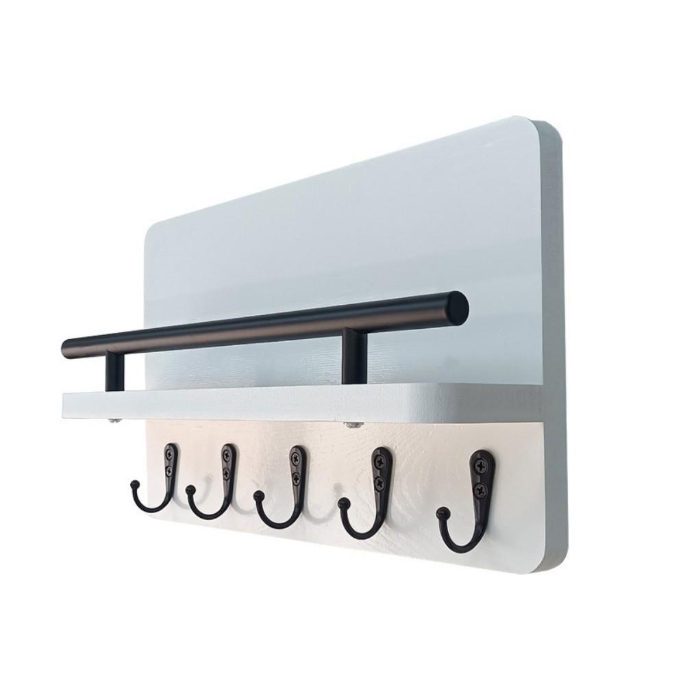 Wall Mounted Wooden Key Holder Floating Shelf Clothes Storage Rack Coat Hook  Home Decor