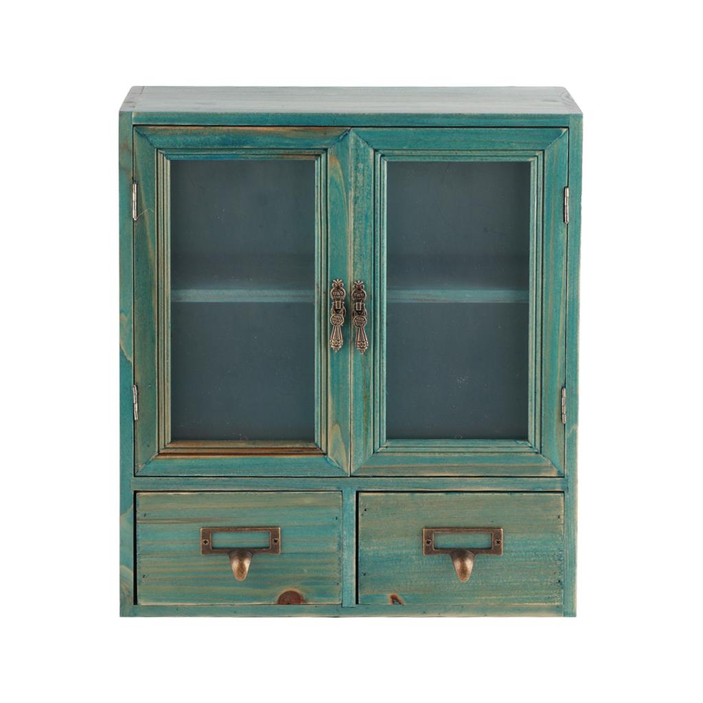 MultiFunctional Desktop Storage Box with Drawer Wood Cosmetic Storage Container for Home