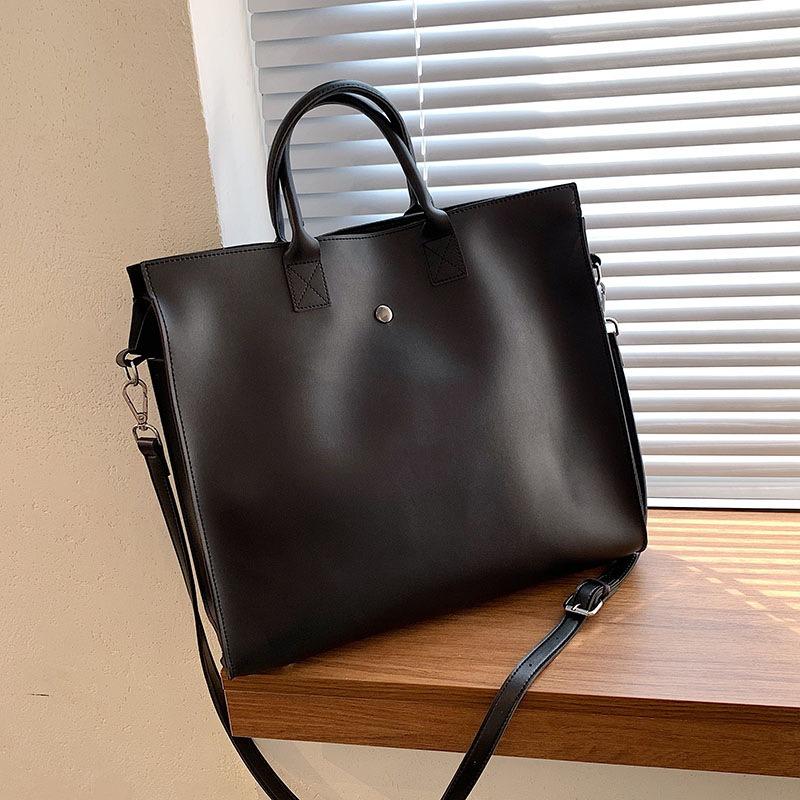 New women's tote bag solid color simple high-end pu material women's handbag shoulder bag fashion messenger bag