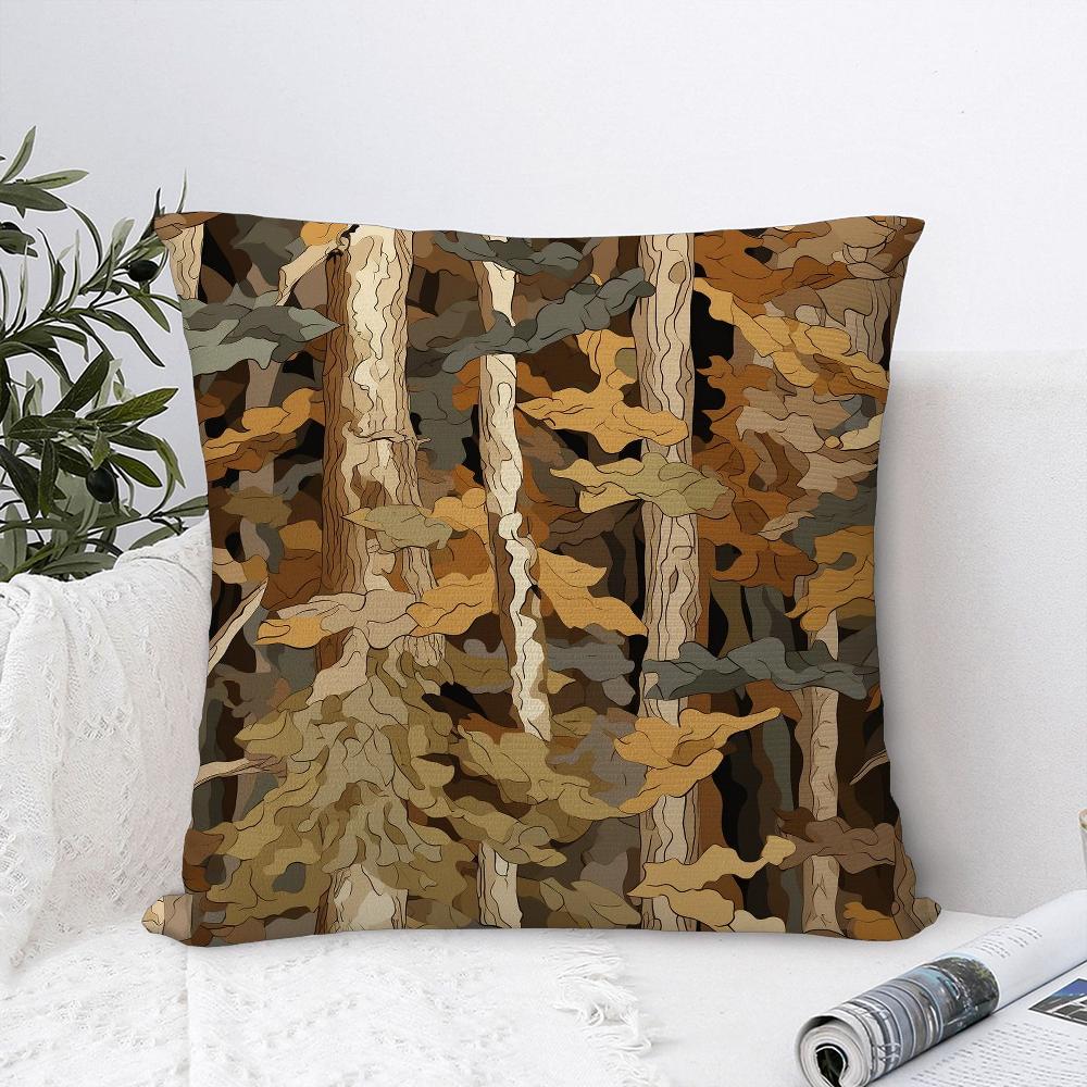 Forest Camouflage Pattern Pillow Case Sofa Decorative Home Double-Sided Printing Short Plush Cushion Cover Throw Pillow Cover