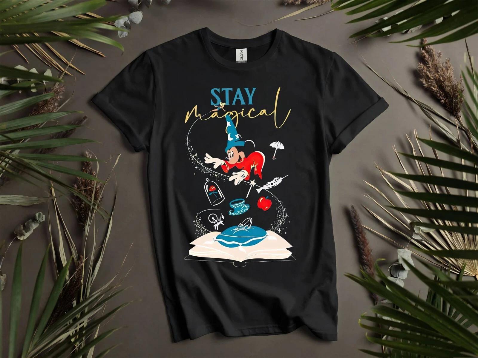 Vintage Fantasia Sorcerer Mickey T-shirt T shirt Men Women Unisex Tshirt K847 M