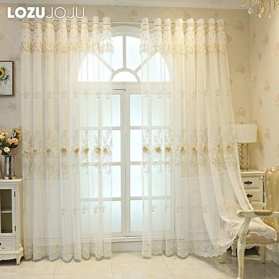 1PC LOZUJOJU European Luxury Embroidered Sheer Curtain Transparent White Tulle for Living Room Bedroom Window Decoration Home Decor