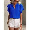 Summer New European And American V-neck Flying Sleeve Shirt Slim Fit And Slimming Chiffon Top