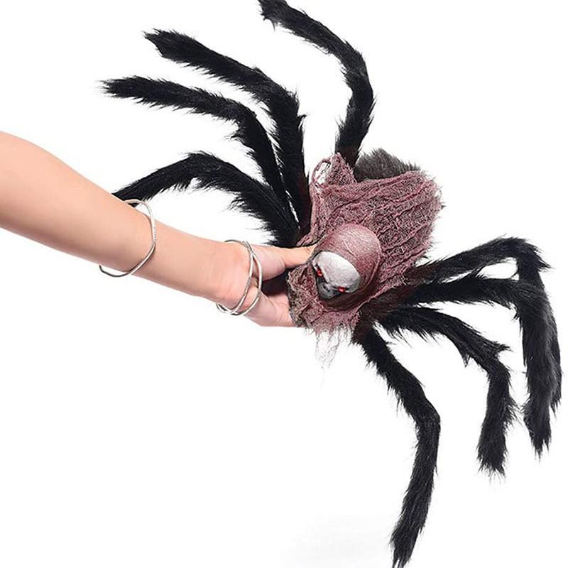 75cm Halloween Simulated Skull Spider Giant Black Spider Decor Haunted House Prop Indoor Outdoor Decor Haunted House Prop Toy