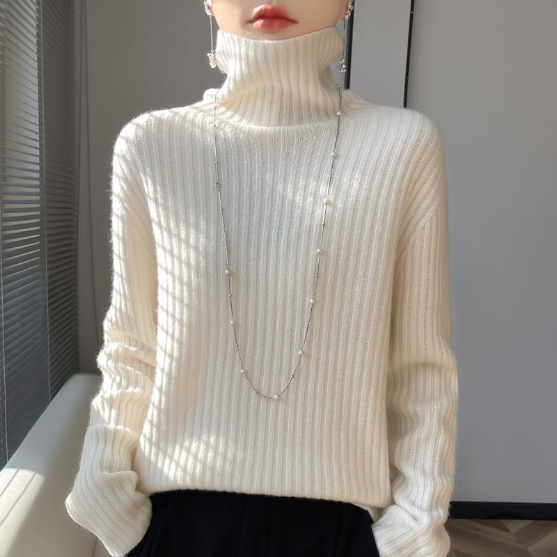 Damen Strickpullover mit hohem Kragen: Lässiger, schlank geschnittener Pullover für Herbst und Winter