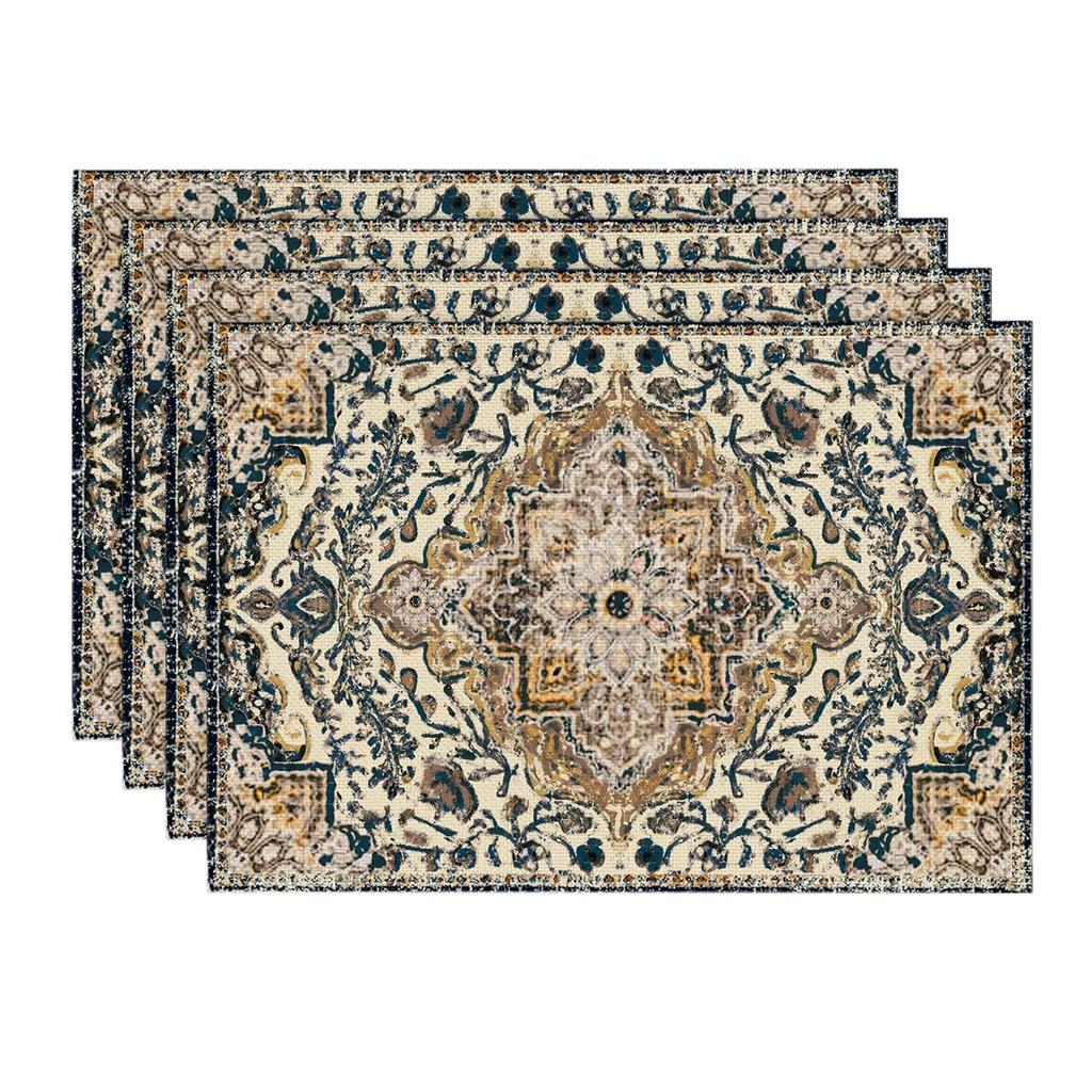 Boho Bohemia Style Placemats Set of 6, 12x18 Inch Country Rustic Farmhouse Magical Fall Table Mats for Party Kitchen Dining Decoration