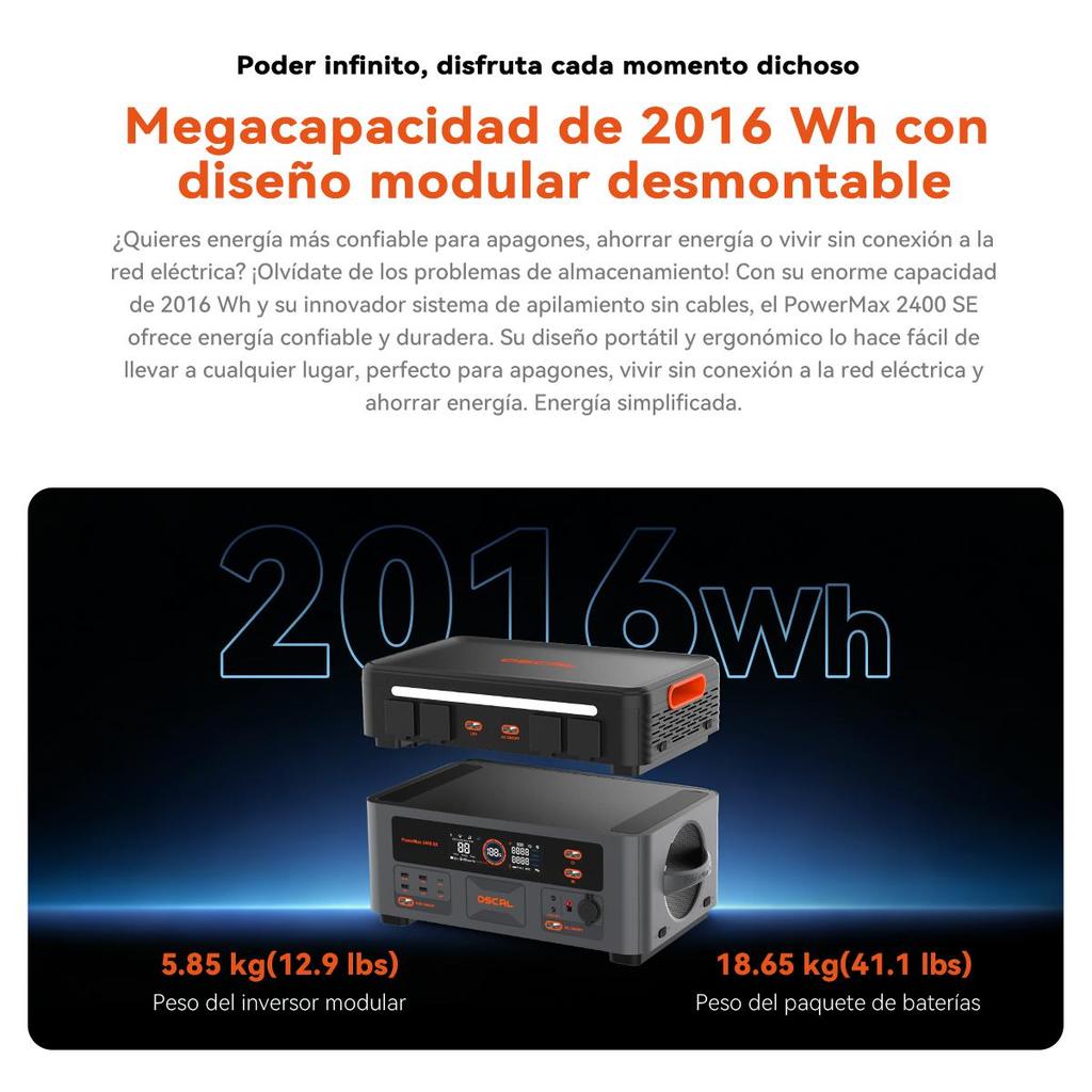 PowerMax 2400SE 2400W Portable LiFePO4 Power Station 2016Wh Large Capacity Outdoor Generator