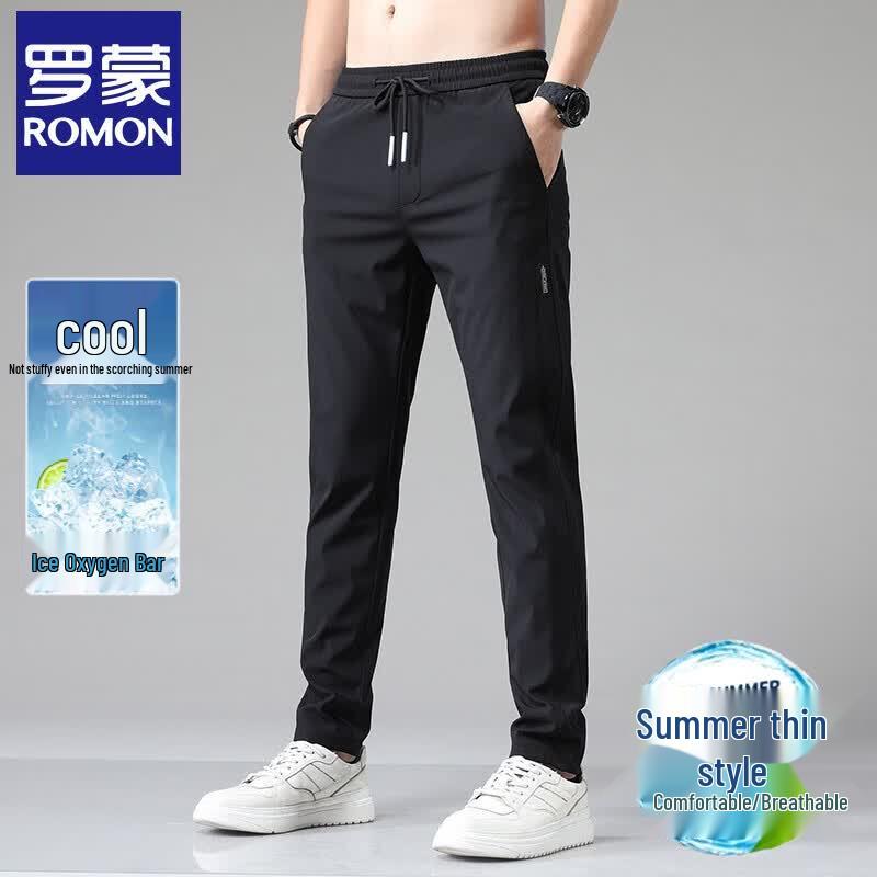 Romon Men s Summer Straight-Leg Casual Trousers 29 чёрный