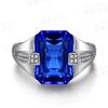 Handgefertigter quadratischer 8 Karat Lab-Saphirring Echter Sterling Silber Schmuck Verlobungs-Ehering Ringe für Herren Party-Accessoire
