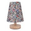 Floral Table Lamp Vintage Wooden Base Fabric Night Lamp Dimmable with Power Off Memory Safe USB Powered for Bedroom
