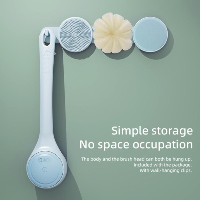 Two Speed Electric Shower Brush with Detachable Heads Electric Body Brush Back Scrubber with 4 Brush Heads Easy to Use