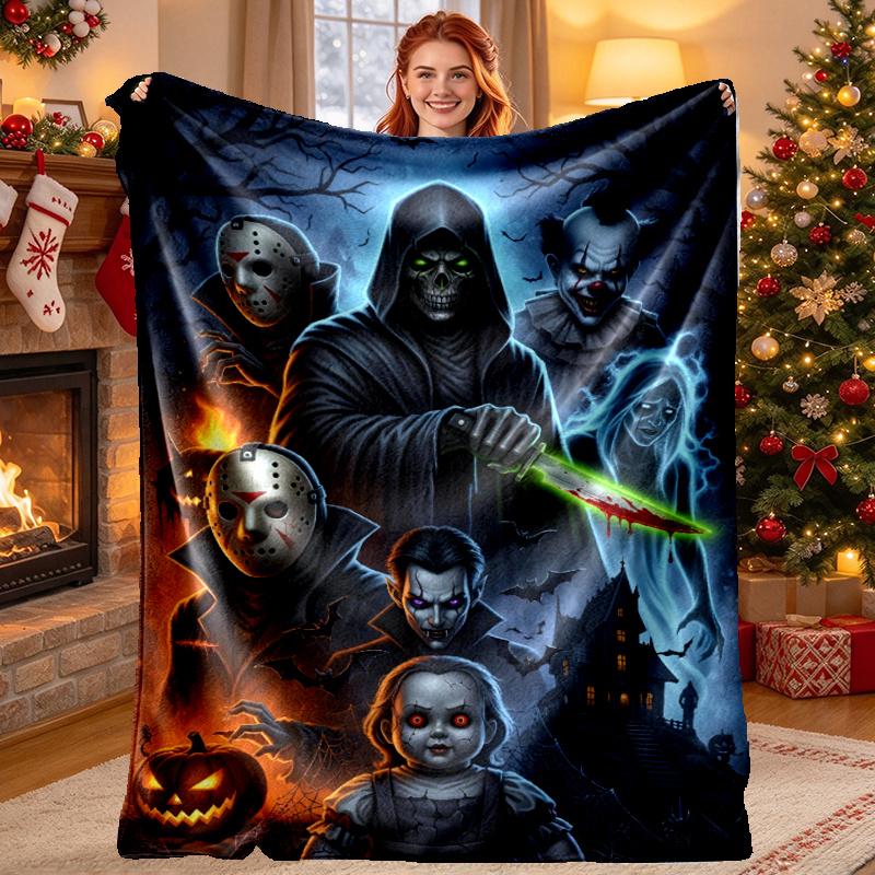 Jason Voorhees Pattern Blanket for Home Decoration, Bed, Sofa, Car Travel, Camping, Suitable for All Seasons, Birthday Christmas Gift