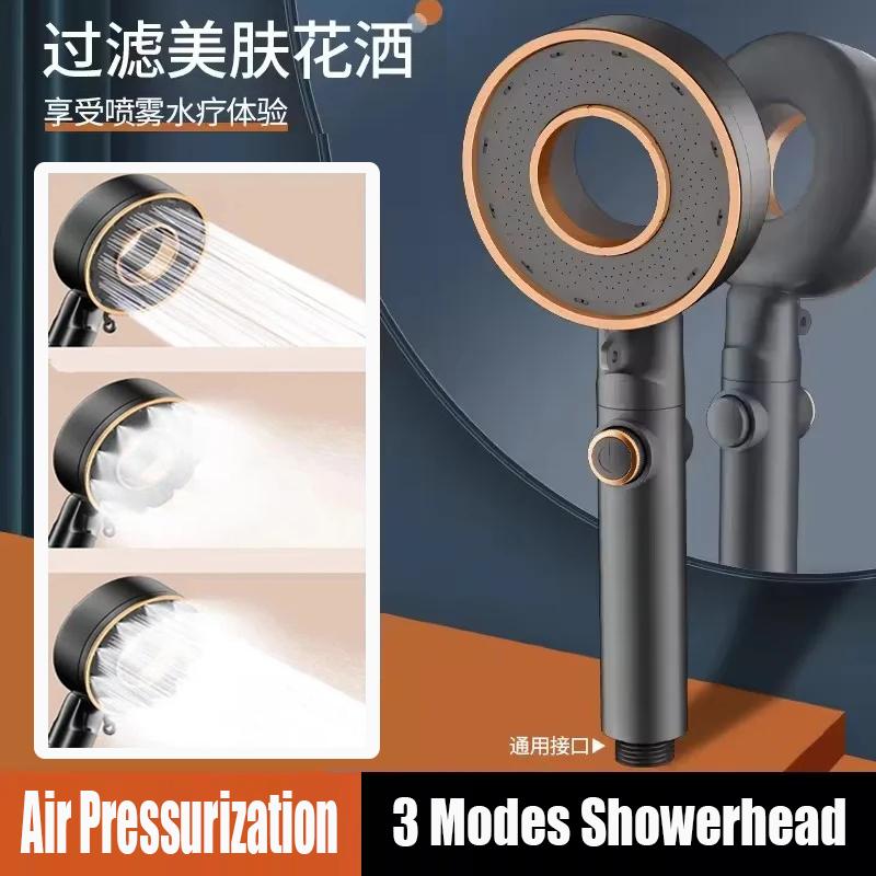 13 Inches Super Big Panel Ceiling Mounted Supercharge Shower Head Set 3 Modes High Pressure Large Flow Rainfall Bathroom Shower