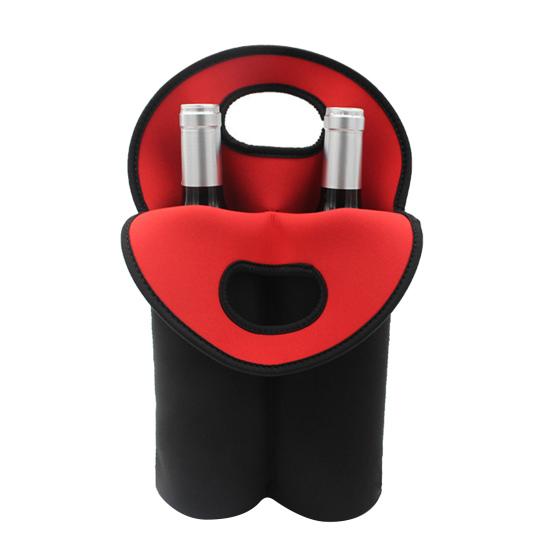 Neoprene Double Wine Tote Bag Reusable Carrier Cooler for 2 Standard 750ml Bottles Wine