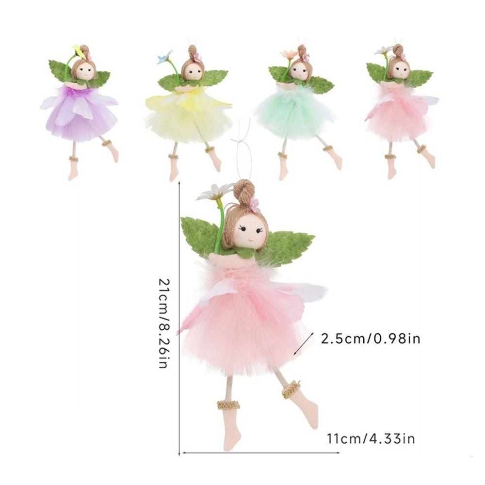 Long Legs Flower Fairy Ornaments with Flower Skirt Girl Hanging Doll  Baby Shower