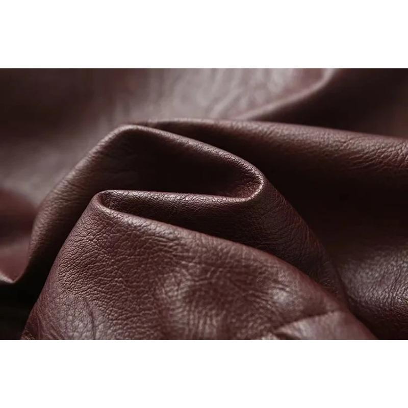 Vintage Solid Color Lapel Zipper Leather Outwear Casual Long Sleeved Elastic Short Women Coat Fall Commuting Street Jacket