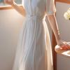 La Chapelle Striped French Short-Sleeve Shirt Dress