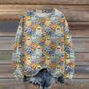Ladies' Fashionable Casual Long Sleeved Halloween Printed Round Neck Knitted Yarn