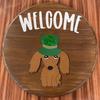 Dachshund Seasonal Welcome Sign For Front Door Rustic Round Wood Wreaths Sausage Dog Wall Hanging Home Decor Easy Install