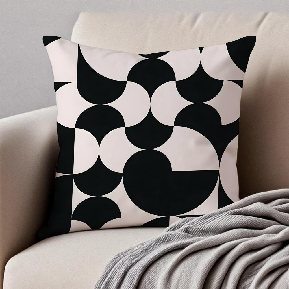 Vintage Retro Geometric Shading Background Cushion Cover Pillowcase Antidustmite Invisible Zipper Short Plush Sofa Cushion