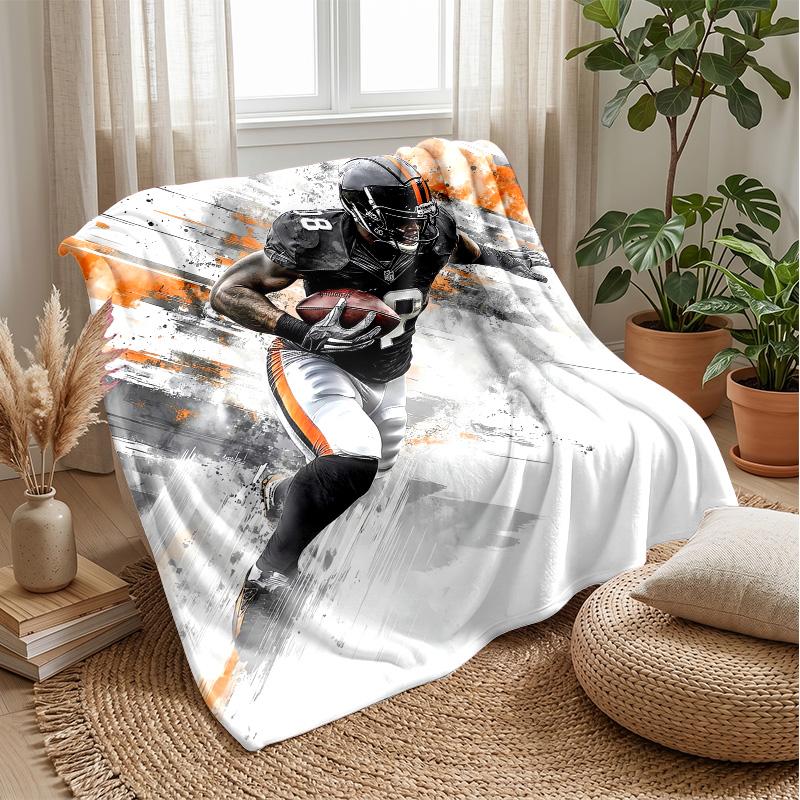 Football Pixel Pattern Theme Blanket Lightweight Warm Flannel Blanket Decorative Throw Blanket for Home Decoration