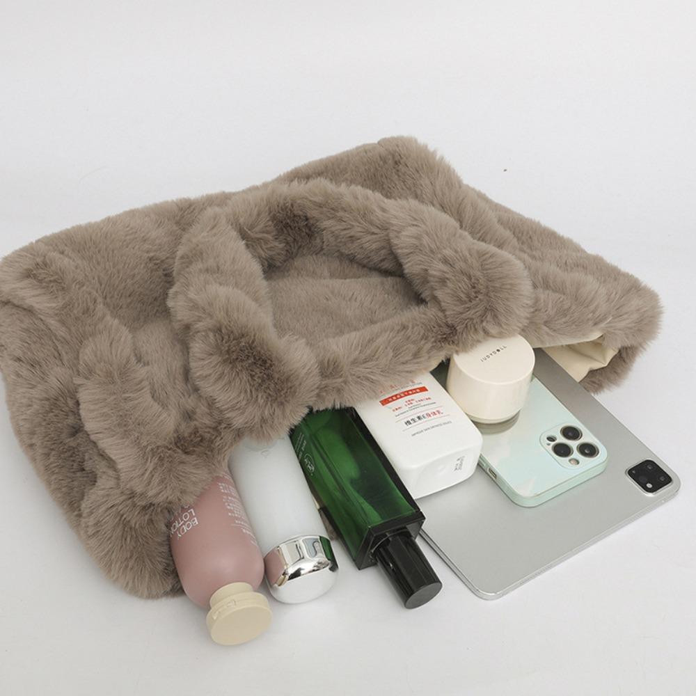New Plush Women's Handbag, Large Capacity Shoulder Bag, Suitable for Shopping and Shopping, Winter Women's Armpit Bag
