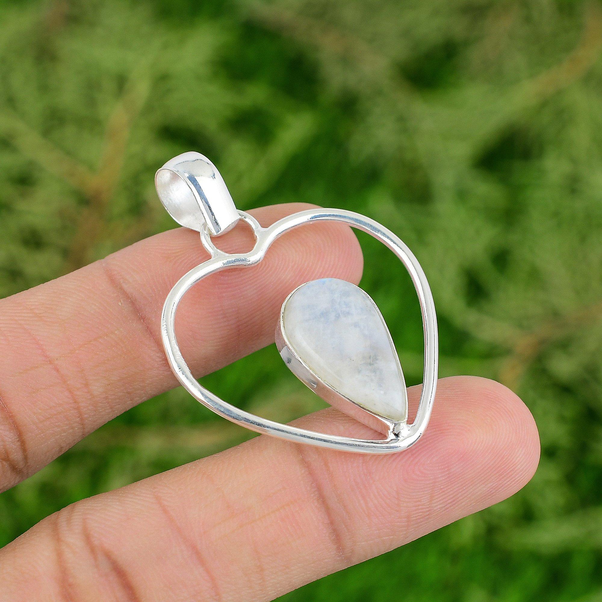 

День сестер Распродажа Груша Радужный лунный камень Камень Подвеска Сердце матери Серебро 925 пробы