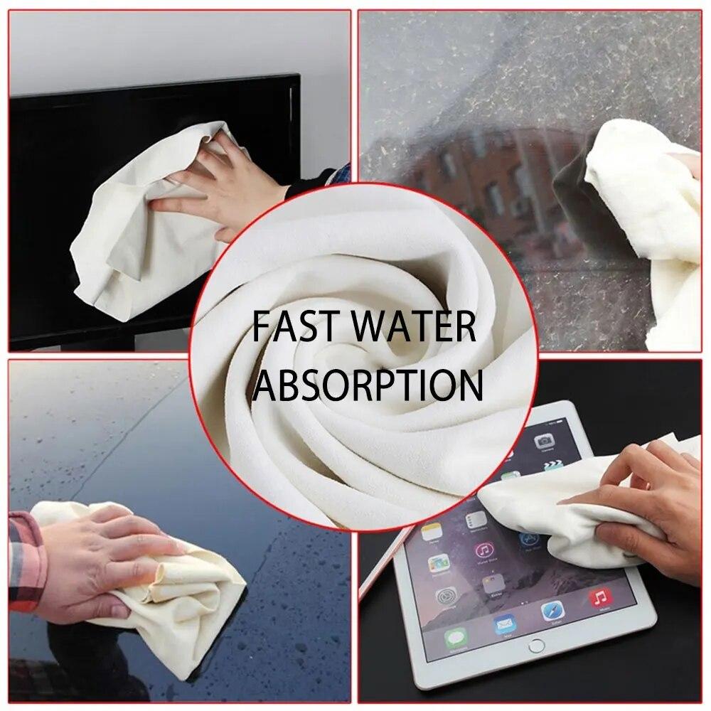 40x70CM Natural Deer Skin Cleaning Cloth for Car Wash Care, Quick Dry Cleaning Towels, High Water Absorption Glass Drying Cloth