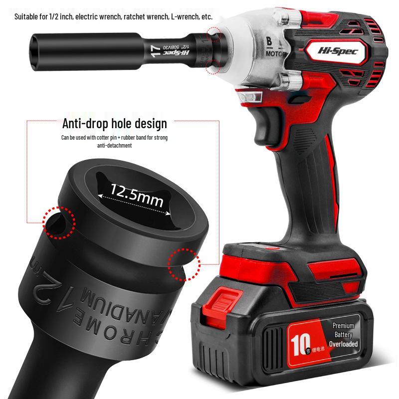 Extended Thin-Walled Hexagonal Air Impact Socket Wrench for 8/10 Motorcycle Disassembly and Repair