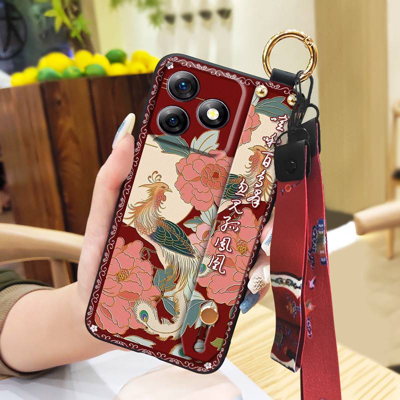 Silicone Fashion Phone Case For Ulefone Note18 Ultra Dirt-resistant Durable Lanyard Protective Back Cover Ring Kickstand